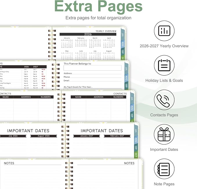 Planner 2026-2027, Weekly and Monthly Academic Year Calendar Planner, July 2026 - June 2027, Daily Agenda Book for Office School Supplies, Letter Size(8.5'' x 11'')