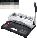 MYFULLY Comb Binding Machine, 21-Holes, 450 Sheets, Paper Punch Binder with Starter Kit 100 PCS PVC Comb Bindings Perfect for Letter Size, A4, A5 or Smaller Sizes Office Documents