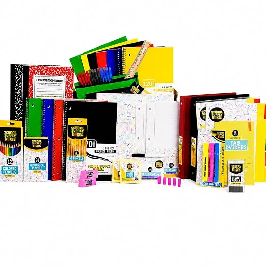 Ultimate High School and College Bundle | 1 Box | School Supply Boxes - Back to School Essentials | Includes Notebooks, Tab Dividers, Pencils, Highlighters, & More