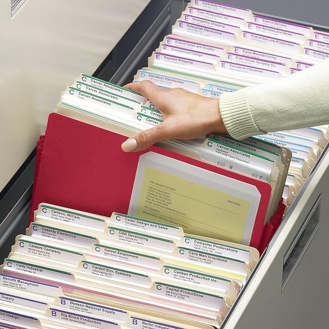 Smead File Pocket, Straight-Cut Tab, 3-1/2" Expansion, Letter Size, Red, 25 per Box (73231)