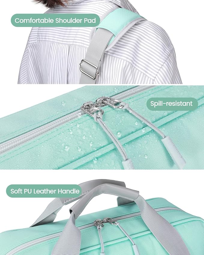 Zipper Binder 3 Inch 3 Ring with Shoulder Strap Multi-Pocket,Tough | Binder Bag with Laptop organizer for School Travel,Fit 13" MacBook & Tablet,700 Sheets Capacity,Water Resistant,Light Blue