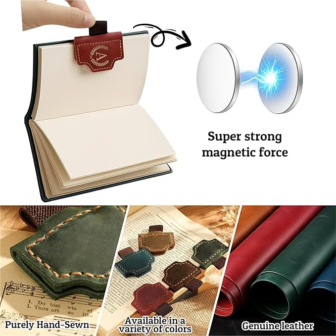 Personalized Mark Bookmark with Pen Holder, Leather Magnetic Book Marker 26 Letters,Custom Initials Page Marks, Gifts for Book Lovers Readers Men Women (Blue, K)