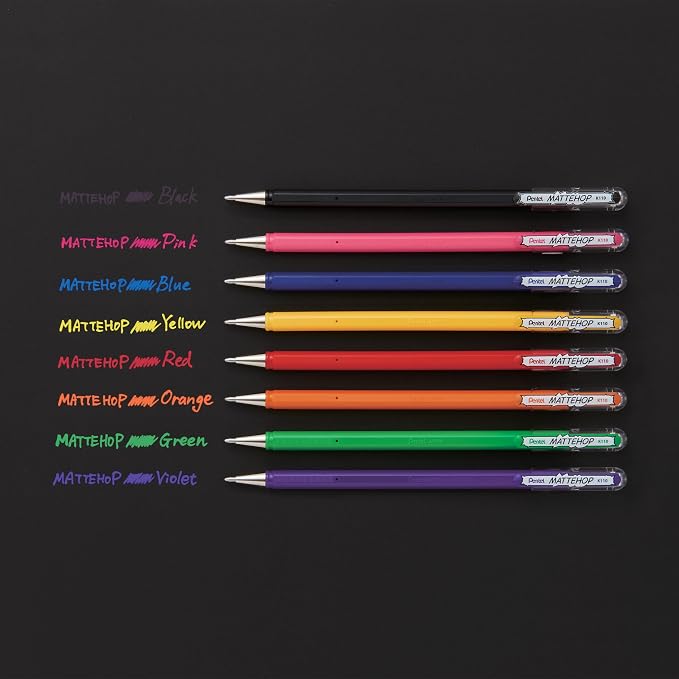Pentel Arts Hybrid MATTEHOP Gel Roller, 1.0mm, Matte Blue Ink, Box of 12 each (K110-VC)