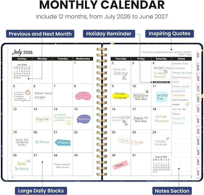 ZOTIA Academic Planner 2026-2027, Monthly & Weekly Jul 2026-Jun 2027 | Golden Butterflies, 8.5" x 11" Calendar Planner for Women, Hardcover Pretty Organizer for Women, School Office Home Supplies