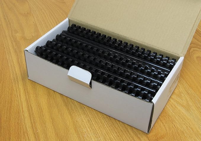 USI Black Plastic Binding Combs, 19 Hole, 0.5 Inch, 84 Sheet Capacity, 100-Pack