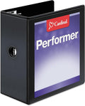 Cardinal Performer 3-Ring Binder, 5", Locking Slant-D Rings, 1,050-Sheet Capacity, ClearVue Presentation Binder, Nonstick, PVC-Free, Black (17951)