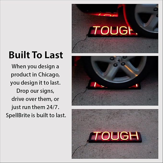 SpellBrite USE THIS DOOR Sign | Directional Sign with Neon Look, Blue LED Light Source | 17.4" x 23.8"