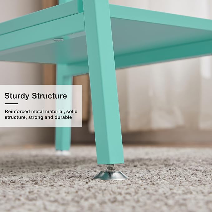 VECELO 43.1 Inch Computer Desk Home Office Blue Study Desk Work Office Table with Shelves Wooden Desk for Bedroom 2 Set