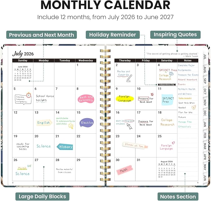 ZOTIA Planner 2026-2027 Weekly & Monthly Calendar Planner Jul 2026-Jun 2027