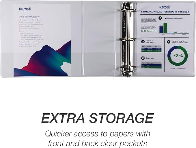Samsill Durable 5 inch 3 Ring Binder, Locking D Ring 100% Recycled Chipboard, White, Pallet of 192 Binders in 32 Cartons