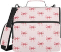 Pink Ribbon Bow Print Zipper Binder Bag 3 Ring with Shoulder Strap & Handle Multi Pocket Binder Organizer Bag Large Capacity for School Office Supplies