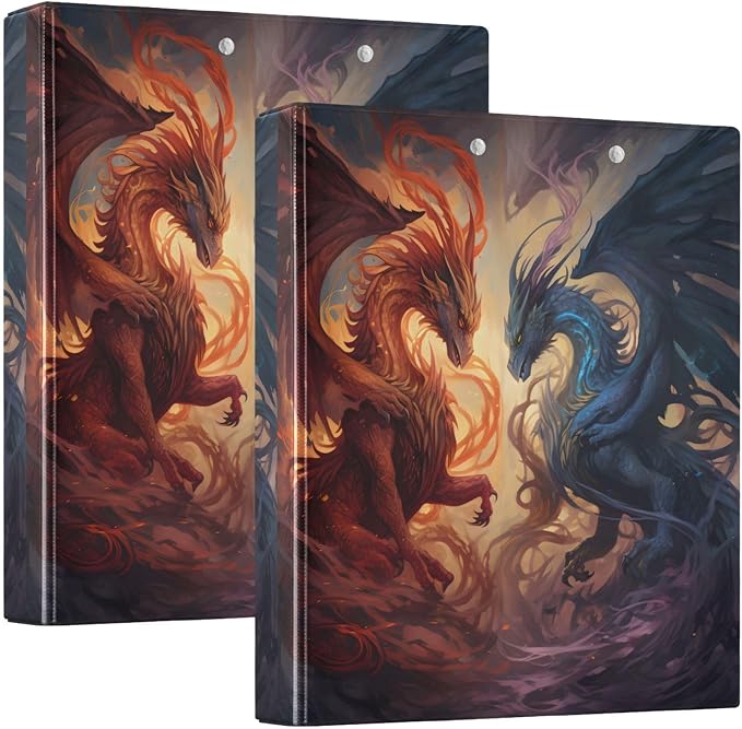3 Ring Binder, Powerful Dragons File Folder Holds 200 Sheets File Storage for Women Men School Office Supplie