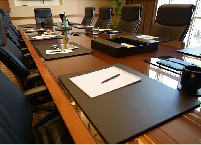 Dacasso Classic Black Leather 20" x 16" Luxury Conference Table Pad - Leather Desk Blotter for Writing - Boardroom Organization & Executive Desk Décor