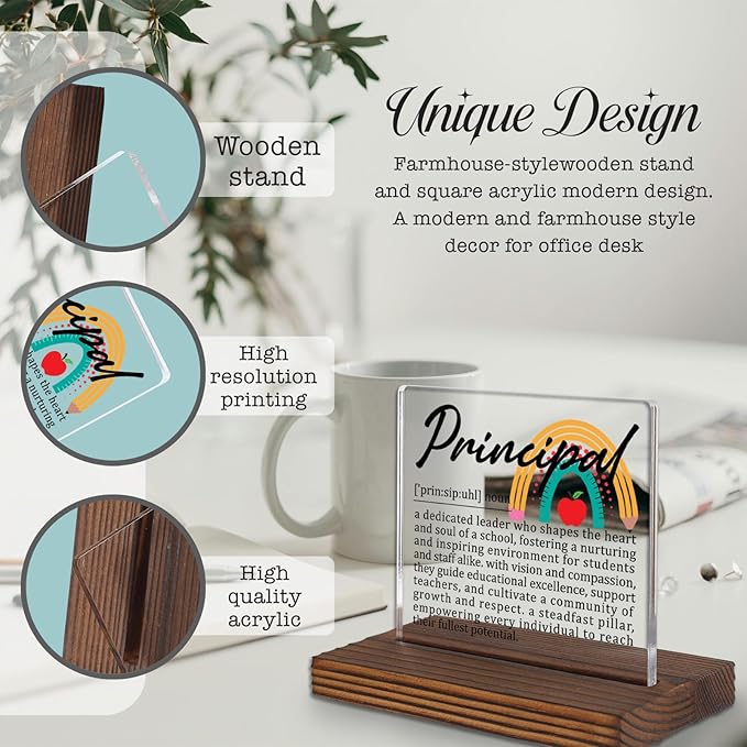 Principal Gifts, Inspirational Thank You Desk Sign for School Leaders, Educational Office Decor for Principal Appreciation Week Retirement Birthday Gift PA029