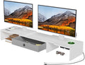 LAPTAIN Monitor Stand with Drawer, Dual Monitor Stand Riser with Adjustable Length and Angle, Computer Stand, Desk Organizer for PC Monitor/Laptop/MacBook