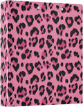 3 Ring Binder Hot Pink Black Leopard Print 1.5" Round Ring Binders View Binder with 200 Sheet for Kids School Supplies Women Men Office, 1 Pack