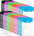 36 Pack Binder Folders with Pockets 11 Holes Expandable Dividers for 2/3/4 Ring Document Pouch with Label Loose-Leaf Transparent Binder Organizer for School Home Office