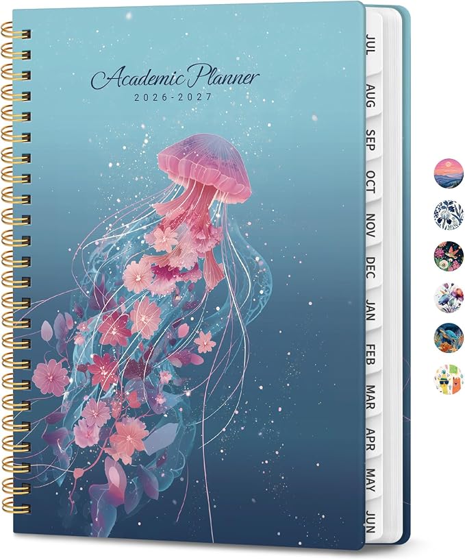 Planner 2026-2027, Academic Year Monthly & Weekly Planner Caledndar, July 2026 - June 2027, Hardcover Large Planning Agenda Book with Tabs for School Office Supplies, 8.5" x 11" - Lunar Drift