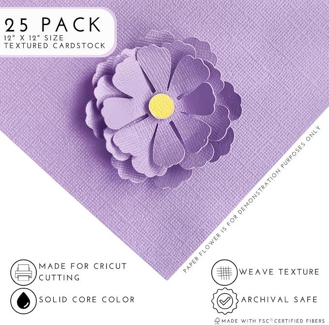 Larkspur—12x12 Textured Cardstock | 80lb Textured Purple Scrapbook Paper | Premium Cardstock for Cricut Cutting | 25 Sheets