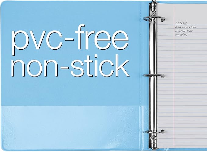 Cardinal 3 Ring Binders, Binders for School and Office, Durable 1.5 Inch, Round Rings, Holds 350 Sheets, ClearVue Presentation View, Non-Stick, Assorted Pastel Colors, 8 Pack (79552)