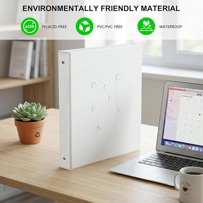 Customizable Round Ring Binder, 1 Inch 3 Ring Binder, Minimalist PVC-Free Binder with Clear View Cover, Lay-Flat Design for Everyday Document Organization at Home, School & Office