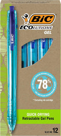 BIC Ecolutions Gel Pen, Medium Point (1.0mm), Blue Ink, 12-Count