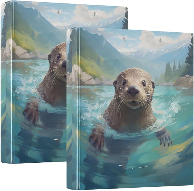 3 Ring Binder Sea Otter 1.5" Round Ring Binders View Binder with 200 Sheet for Women Men Office Kids School Supplies, 1 Pack