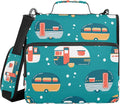 Fisyme Cartoon Camping Trailers Zipper Binder 3 Ring with Zipper and Shoulder Strap Large Capacity Multi-Pocket Zipper Binder Organizer