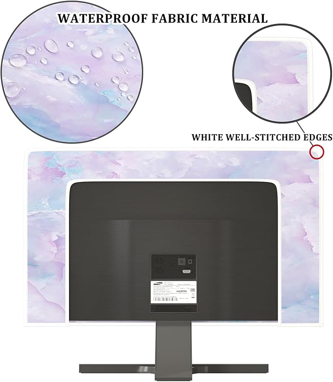 Baocicco Violet Marble Waterproof 80 Inch TV Dust Cover Anti-Static Dustproof Abstract Creative Desigen Television Accessories TV LCD Screen Texture TV Decoration for LED LCD OLED TVs