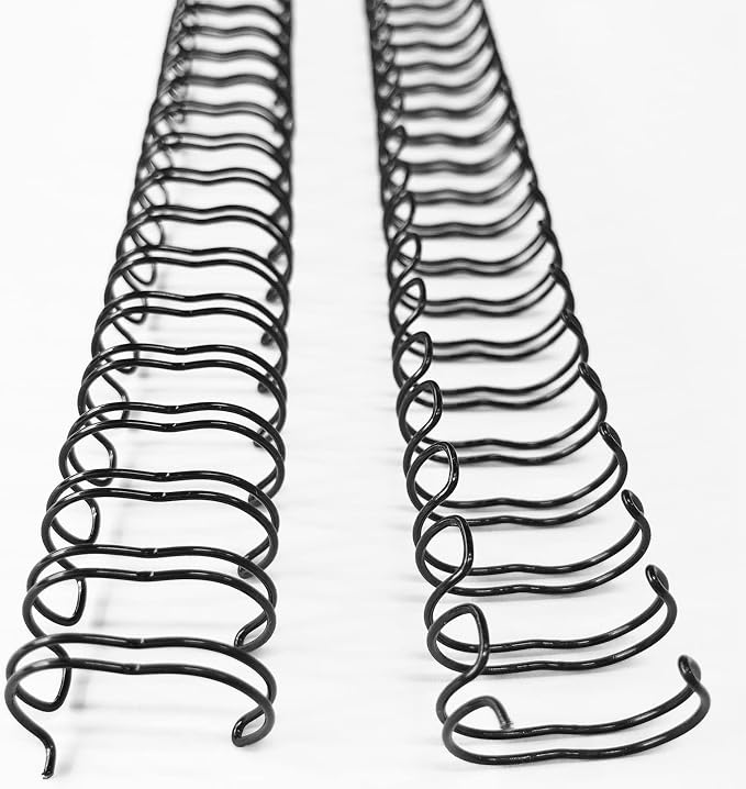 Metal Double Loop Wire Binding Spines, 1/2 Inch, 3:1 Pitch, Black 50 Pack | Wire Binding Spines for Letter Size, 32-Loop, 100 Sheet Capacity, for Reports, Manuals and Projects