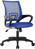 BestOffice Ergonomic Office Chair | Mid-Back Swivel Desk Chair | Blue | with Lumbar Support, Adjustable Height & Breathable Backrest | Sponge Seat & Rolling Wheels | for Home, Office | Pack of 1