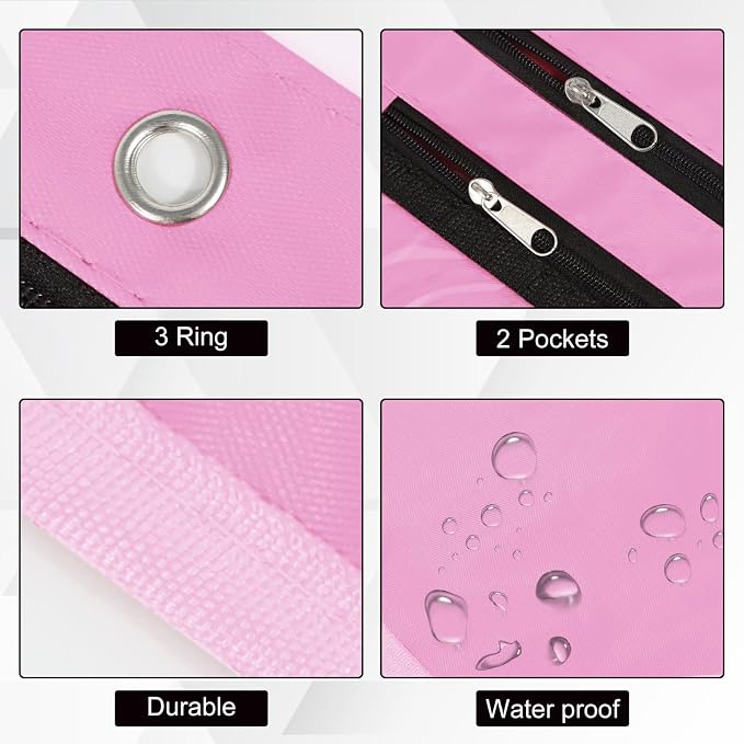 YoeeJob 18 Pack 1 Inch Expandable Zipper Pencil Pouches with Clear Window for 3 Ring Binder, Suitable for School & Office（Pink）