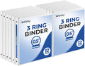 0.5 Inch 3 Ring Binders, 12 Pack White Slim Binders with Clear View Covers and 2 Interior Pockets, Half Inch Round Ring Binder Holds 100 Sheets of 8.5 x 11 Inch Paper