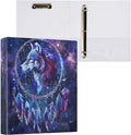 3 Ring Binder Wolf Head Dreamcatcher Galaxy 1.5" Round Ring Binders View Binder with 200 Sheet for Women Men Office Kids School Supplies, 1 Pack