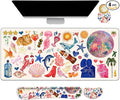 Large Gaming Mouse Pad Set, 4 in 1 Ergonomics Keyboard Desk Mat with Memory Foam Wrist Rest, Computer Extended Game Mousepad, Non-Slip Desk Matt Easy Typing Pain Relief I Colorful Stickers