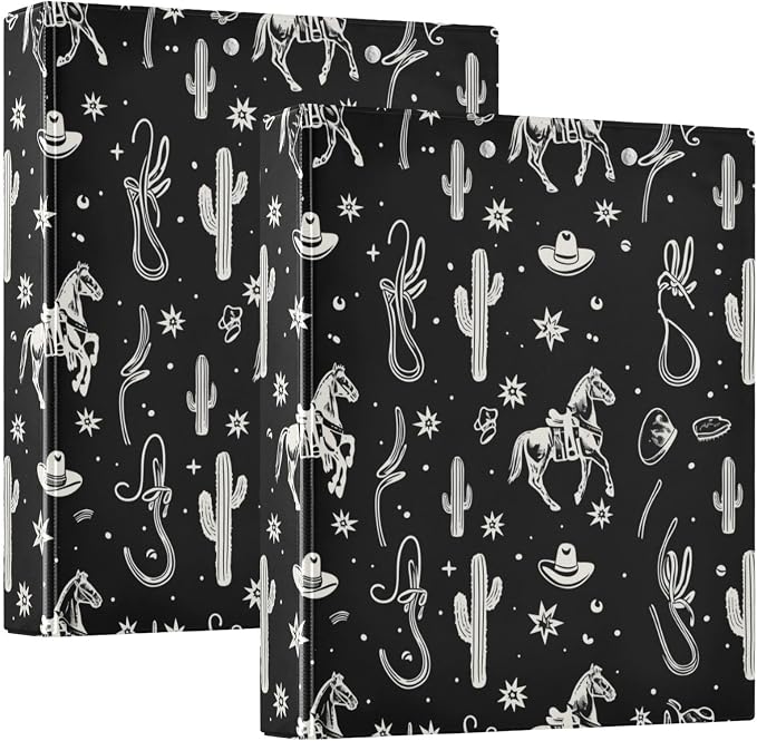 Featuring Cowboy Cactus Round Ring Binders 1.5 Inch 3 Ring Binder with Clipboard Holds 200 Sheets Office Home School