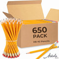 650-Count #2 HB Pre-Sharpened Pencils with Erasers, Yellow