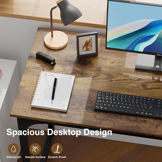 FDW 39 inches Computer Desk, Modern Simple Style Desk for Home Office, Study Student Writing Desk,Brown