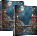 Whimsical Red Mushroom Forest Binder 3 Ring 1.5 Inch Binder with Clipboard&Pockets, Hardcover Binders Heavy Duty Large File Folder for Office School Supplies - Holds 200 Sheets, 2 PC
