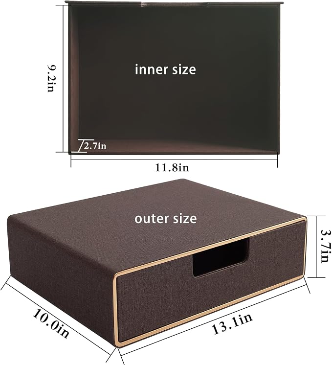 PU Leather Stackable Organizer Drawer, Executive Office Supplies Desktop Filing A4 File Cabinet/Holder for Jewelry/Bill/Paper/Documents/Makeup Home Decor Stationery Storage Box, Coffee