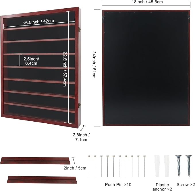 FramePro Shadow Box Frame Display Case 18x24 with Removable Shelves, Deep Memory Box Trinket Knick Knack Shelf Cabinet for Collector, Keepsake Coins Military Medals Wedding Flowers Cherry