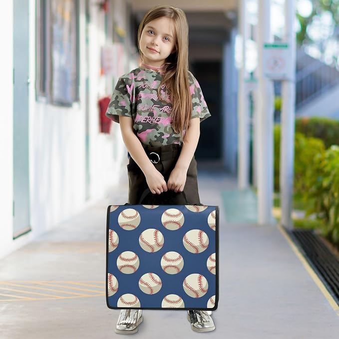 Baseballs Ball on Blue 3 Ring Binder Bag 1.5 inch Binder Organizer with Zipper Shoulder Strap 500 Sheet Documents Storage for School Office