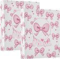 Pink Bows 2 3 Ring Binder with Clipboard Round Ring Binders Personalized Binder 3 Interior Clear Pockets for Office Supplies 2 Pack