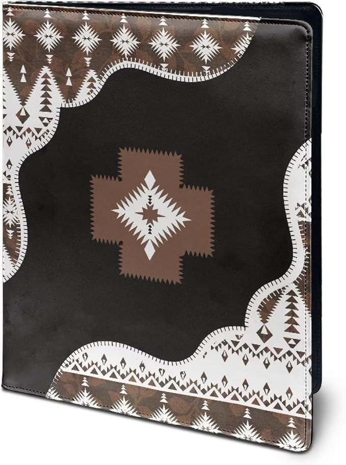 Dreaweet Aztec Leather Portfolio, Southwestern Native American Padfolio for Women & Men, Binder & Business Organizer