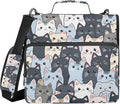 3 Ring Zipper Binder with Shoulder Strap Cat Cute Blue 1.5 inch Binders Keeper Large Capacity Multi Pockets for School Office Supplies