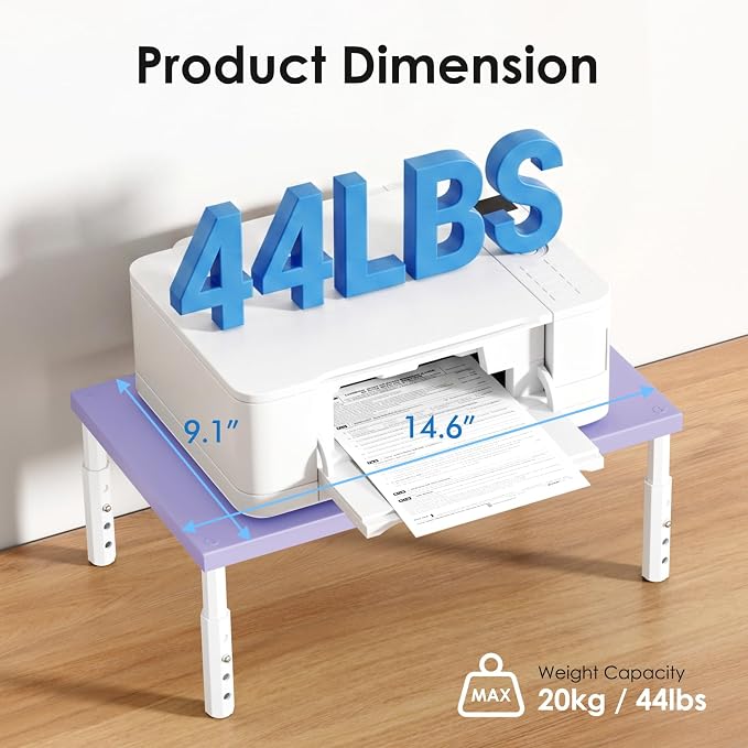 ECOLOVI Adjustable Wood Computer Monitor Stand Riser, Office Desk Organizer and Accessories for Monitor, Laptop, PC, Printer, Office Desk Accessories Workspace Organizer for Home Office Supplies, Purple
