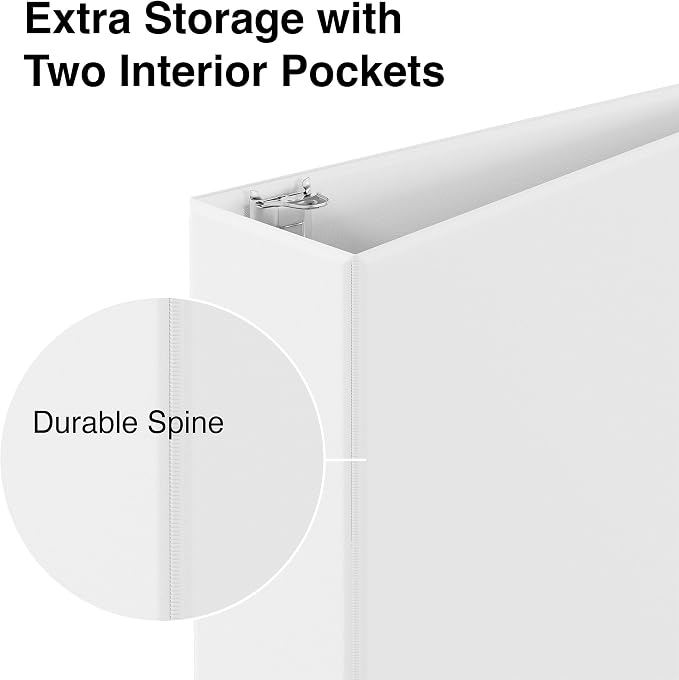 Staples 3" 3-Ring View Binder, White, 4/Pack
