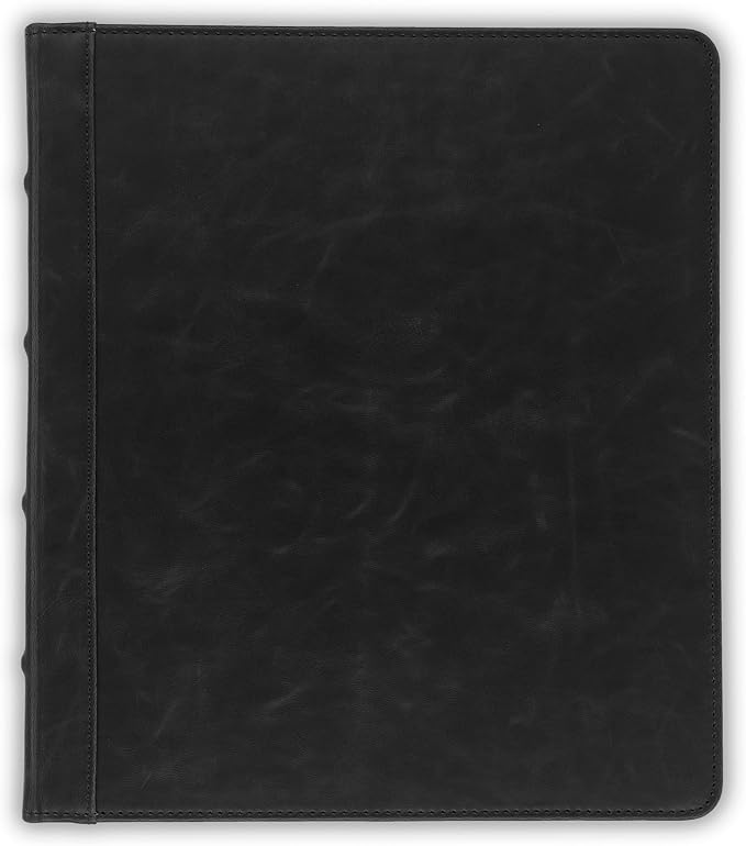 Samsill Vintage Leather 3 Ring Binder 0.5 Inch Round Ring (Holds 100 Sheets), 8.5 x 11 Inch Documents, Professional Organizer, Planner, Notebook, Black