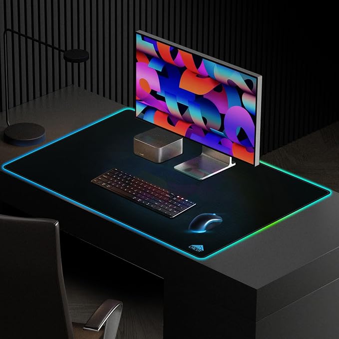 Cacoy 36"x24" RGB Gaming Mouse Pad, LED Desk Mat for Keyboard & Mouse,Black | XXL Large Keyboard Mouse Mat with 9 Lighting Effects Non-Slip Rubber Base Stitched Edges RGB Gaming Desk Mousepad Accessories