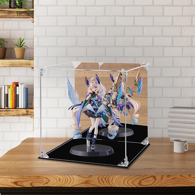Acrylic Display Case Clear Action Figure Display Case with Mirrored Back, Dustproof Protection Display Box Alternative Glass Case for Collectibles Figures Models Doll Toys (10x10x10 inch, 25x25x25cm)